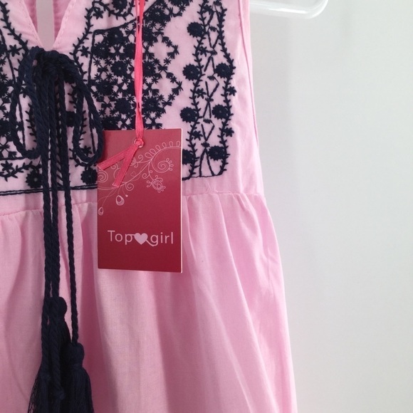 Top girl pink & blue embroidered sleeveless dress - Picture 6 of 8